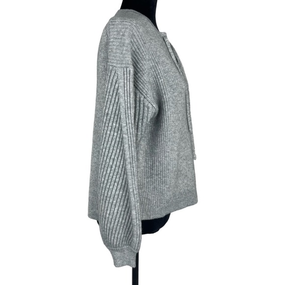 Ann Taylor Woman’s Gray Chunky Knit Lace up neckline sweater size XS warm & cozy - Picture 3 of 14